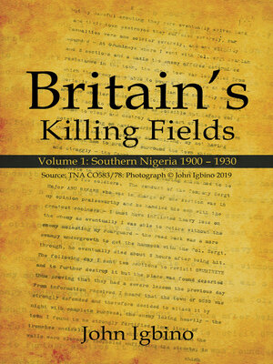 cover image of Britain's Killing Fields, Volume 1